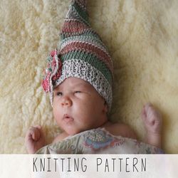 KNITTING PATTERN long tail hat x Newborn hat knit pattern x Knit baby hat x Photo prop hat x Easy baby hat knit pattern