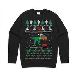 t-rex eating reindeer jumper sweater sweatshirt christmas trex dinosaur jurassic funny ugly xmas gift