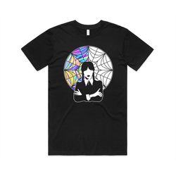 wednesday addams window t-shirt tee top gift tv show mens womens