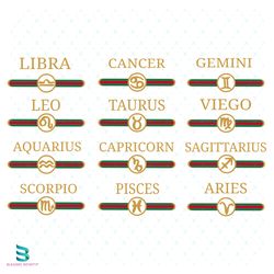 gucci zodiac horoscope bundle svg, gucci svg, horoscope svg