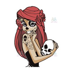 ariel catrina svg, halloween svg, hallowemermaid svg, skull svg, halloween ariel svg