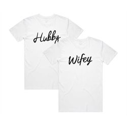 hubby and wifey matching t-shirt tee top set his hers valentines day