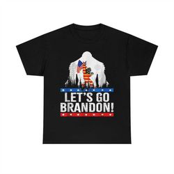 bigfoot hiking american flag let's go brandon t-shirt