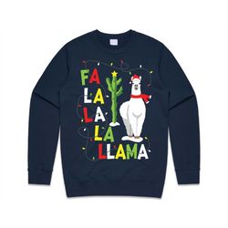 fa la llama jumper sweater sweatshirt christmas xmas falala alpaca funny ugly adults kids festive