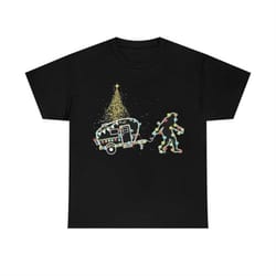 bigfoot camping light xmas christmas t-shirt