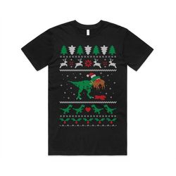 t-rex eating reindeert-shirt tee top christmas trex dinosaur jurassic funny ugly xmas gift