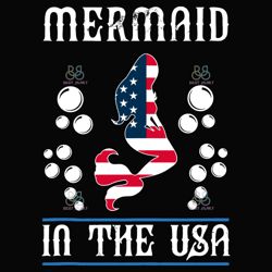 mermaid in the usa svg, 4th of july svg, american mermaid svg, independence day svg