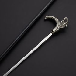 deer cane custom handmade durable self-defense tool stainless steel stick with unique ripple patterns mk5171m