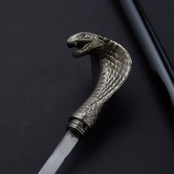 cobra cane custom handmade stainless steel stick durable self-defense tool with unique ripple patterns mk5174m