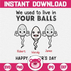 personalized name we used to live in your balls funny gift for dad svg, happy father's day svg, funny dad png, digital d