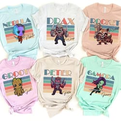 vintage disney marvel guardians of the galaxy characters shirt, guardians of the galaxy vol.3 hero team group shirt