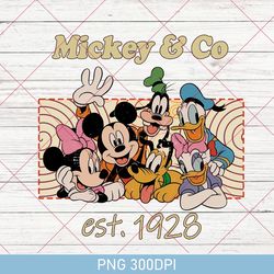 retro mickey & co 1928 png, vintage disney png, retro mickey and co, disneyworld png, family mickey and friends png