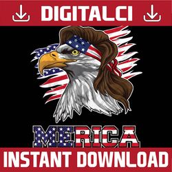 merica memorial day, american flag, independence day png file sublimation american bald eagle mullet