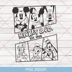 mickey and co png, vintage disney png, retro disney png, mickey and friends png, disney characters png, disney family