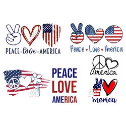 peace love america bundle svg, 4th of july, american flag svg, peace love svg, independence day svg