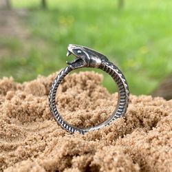 Ouroboros or Uroboros ring, Snake eat tail, Size 8 US, Sterling silver, Made to Order