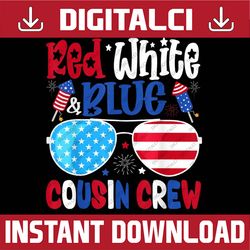 red white & blue cousin crew 4th of july kids usa sunglasses memorial day, american flag, independence day png file