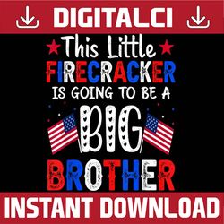 this little firecracker is going to be big brother 4th july memorial day, american flag, independence day png file