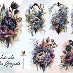 watercolor floral gothic bouquets
