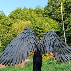 large waving/movable crow black wings cosplay costume/raven giant wearable wings for photo shoots/props/devil,maleficent