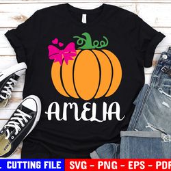 girl pumpkin split monogram svg, baby girl pumpkin svg, cute bow svg, kids pumpkin patch shirt svg file for cricut