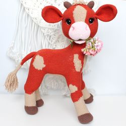 Crochet baby bull pattern PDF in English  Amigurumi cow Stuffed toy Plush calf crochet tutorial