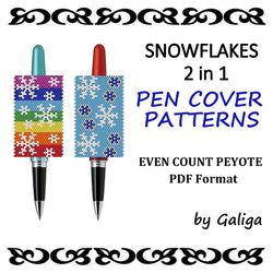 colorful snowflakes bead pen wrap patterns merry christmas peyote pen cover how to make beaded pen do it yourself gifts