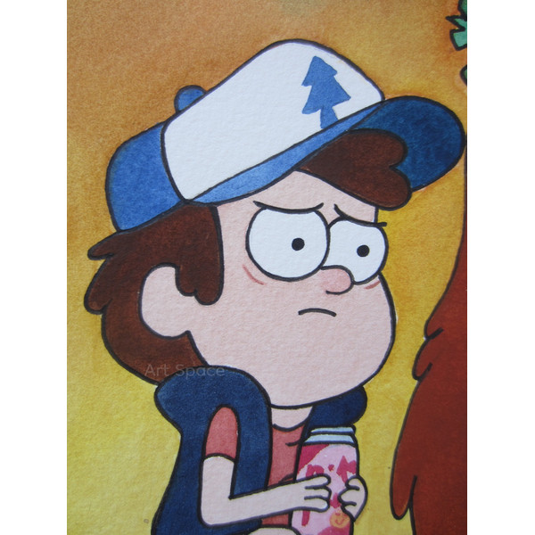 Gravity Falls-Wendy-Dipper-orange-roof-picture-on-a-roof teen- watercolor-friends-5.JPG