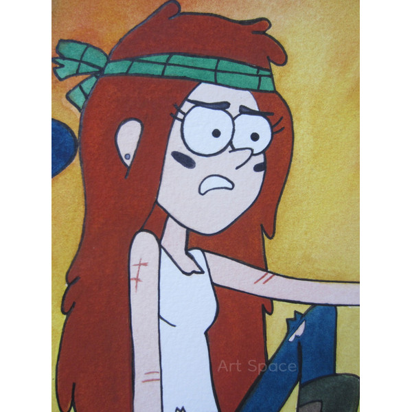 Gravity Falls-Wendy-Dipper-orange-roof-picture-on-a-roof teen- watercolor-friends-6.JPG