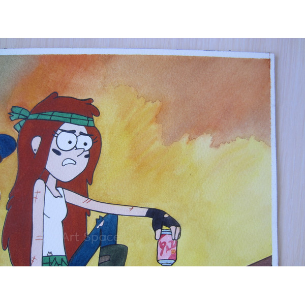 Gravity Falls-Wendy-Dipper-orange-roof-picture-on-a-roof teen- watercolor-friends-7.JPG