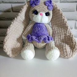 soft toy. bunny.doll handmade. children's soft toy.knitted children's toy.