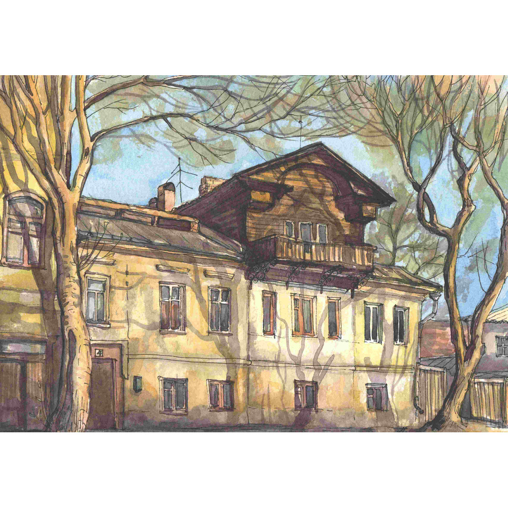«Самара. Улица Венцека» 15х21см, бумага, смеш. техника, 2016 г.jpg