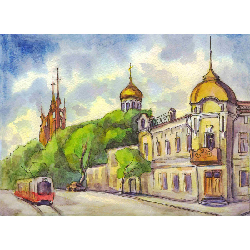 «Самара. Улица Фрунзе», 15х21 см, бумага, смеш. техника, 2016 г..jpg