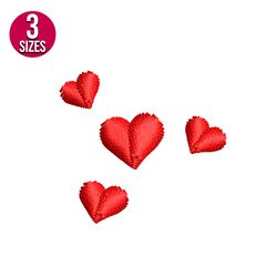 mini hearts embroidery design, machine embroidery pattern, instant download
