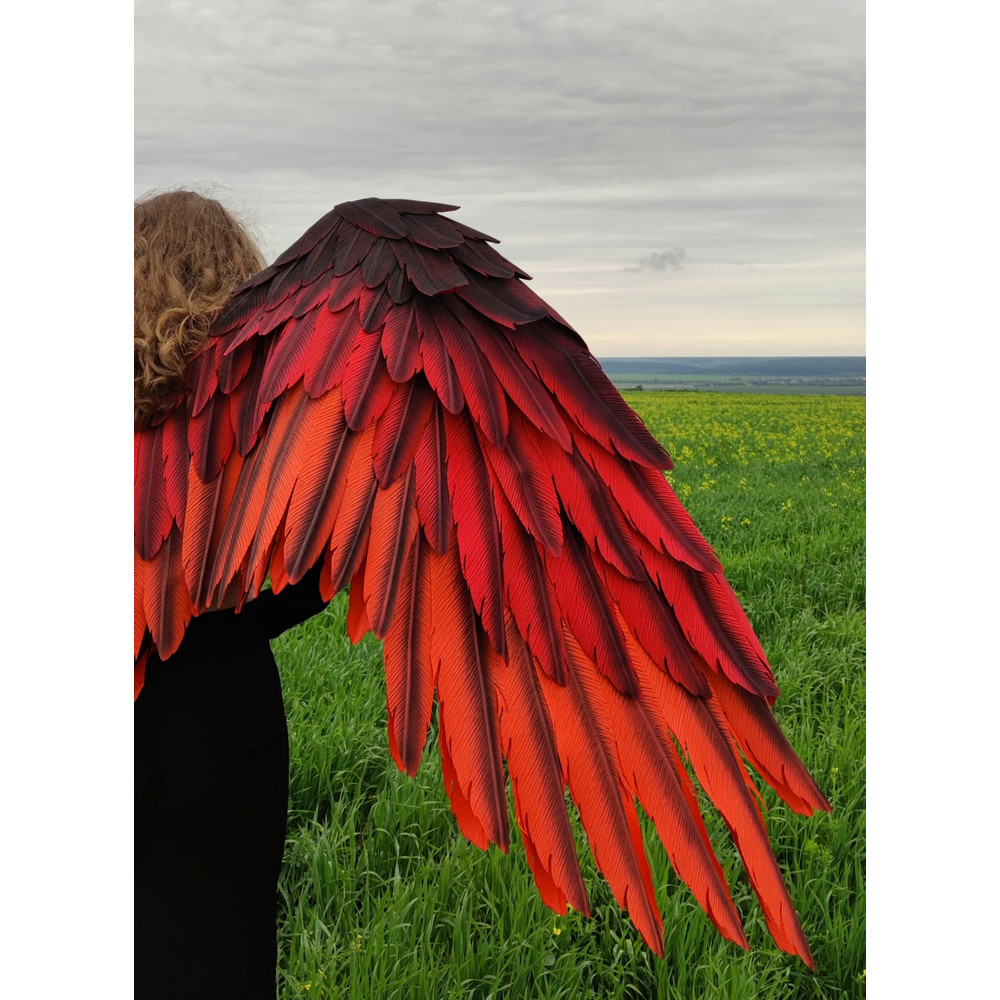 adult wings costume, red angel wings, devil wings, phoenix costume, articulating wings, red cosplay wings, moving anime wings, movable wings, wings of fire, pho