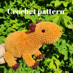 Crochet capybara plush pattern, capybara amigurumi