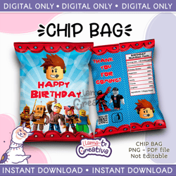 Roblox Chip Bag, Instant Download, not editable