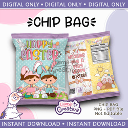 Easter party Chip Bag, Instant Download, not editable