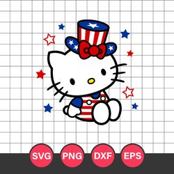 Patriotic Kitty Svg, 4th Of July Kitty Svg, American Flag Kitty Svg, Patriotic Day Svg, Png Dxf Eps Digital File