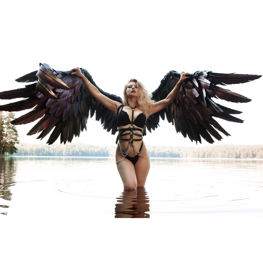 Maleficent cosplay black angel wings devil wings cosplay larp cloth the witcher costume demon s