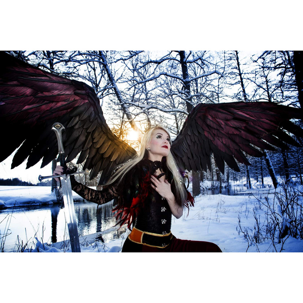 Maleficent cosplay black angel wings devil wings cosplay larp cloth the witcher costume demon s