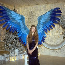 Large bendable BlueBird wings Cosplay Costume/giant photo props/Phoenix lucky bird adult festival wear/Halloween wings