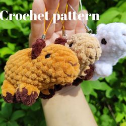 Crochet capybara plush keychain pattern, capybara amigurumi