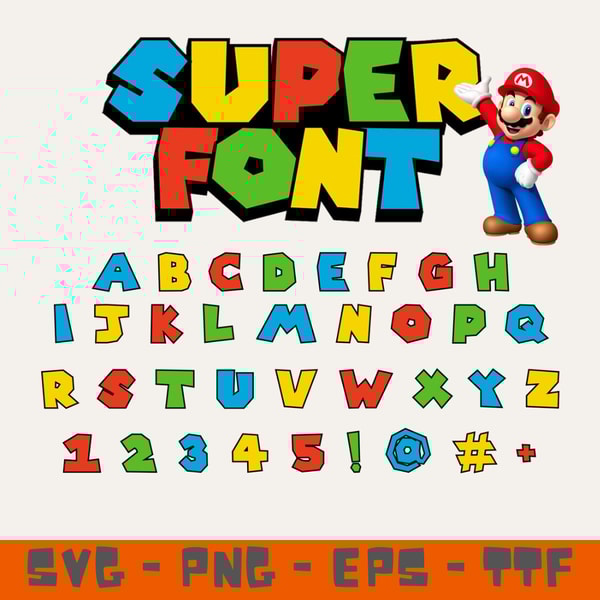 Super Mario Font SVG,SUPER MARIO ALPHABET, SUPER MARIO BIRTH | Inspire ...