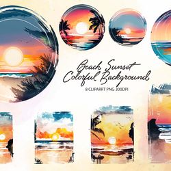 beach sunset colorful background