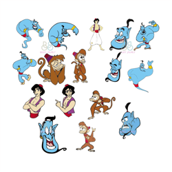 aladdin and the genie bundle svg, disney svg, genie svg, abu svg, merchant svg, trending svg