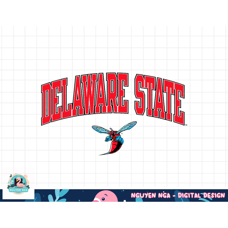 Delaware State Hornets Arch Over White Officially Licensed png, sublimation.jpg