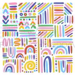 back simple minimal childish doodle shapes in african style