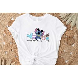 here for the snacks t-shirt, stitch shirt, disney shirt, food lover shirt, disney snacks shirt, funny shirt, family trip
