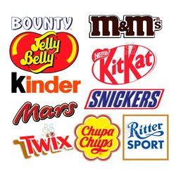 candy logos bundle svg, chocolate labels clipart, m&m logo svg, kitkat logo svg, brand logo svg
